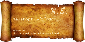 Mauskopf Sándor névjegykártya